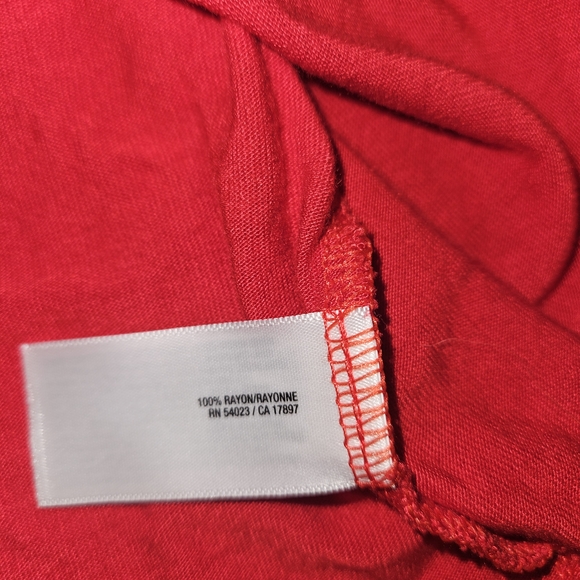 Old Navy Red Jersey Wrap Dress XS Rayon V-Neck Tie Waist Long Sleeve Fit & Flare - Picture 8 of 13